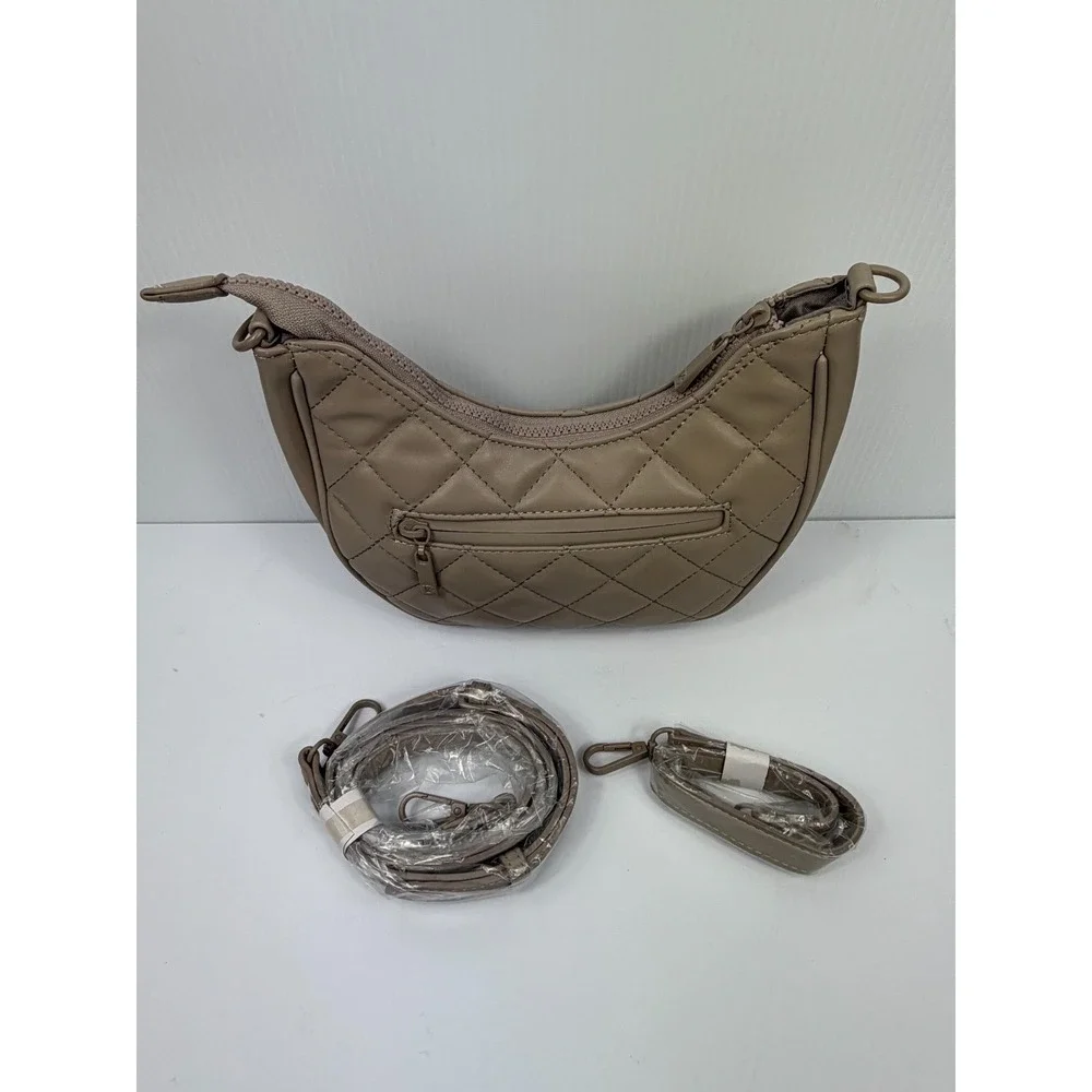 Buffbunny Collection Shoulder Bag Womens Quilted Faux Leather Crescent‎ Purse